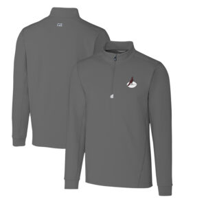 Men's Cutter & Buck Steel Arizona Cardinals Throwback Logo Traverse Stretch Quarter-Zip Big & Tall Pullover Top
