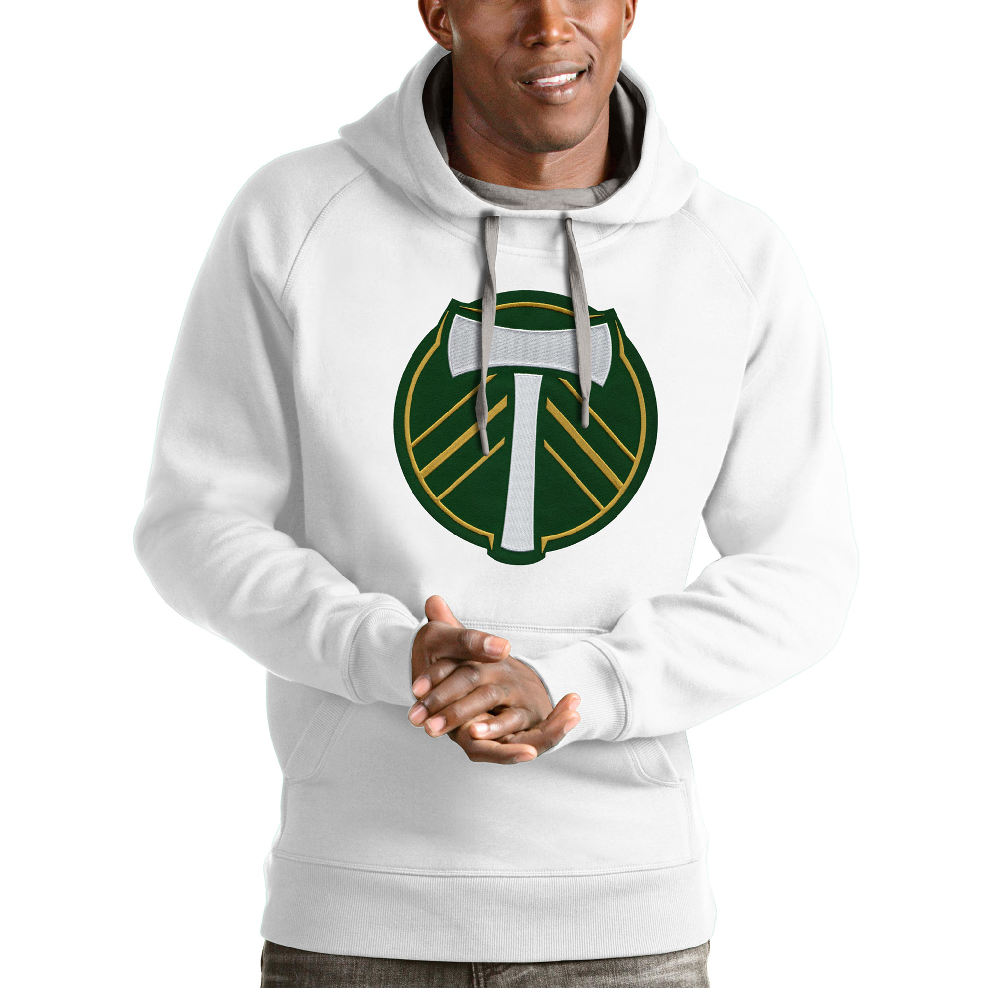 Men's Antigua White Portland Timbers Victory Pullover Hoodie