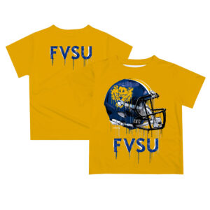 Infant Gold Fort Valley State Wildcats Dripping Helmet T-Shirt
