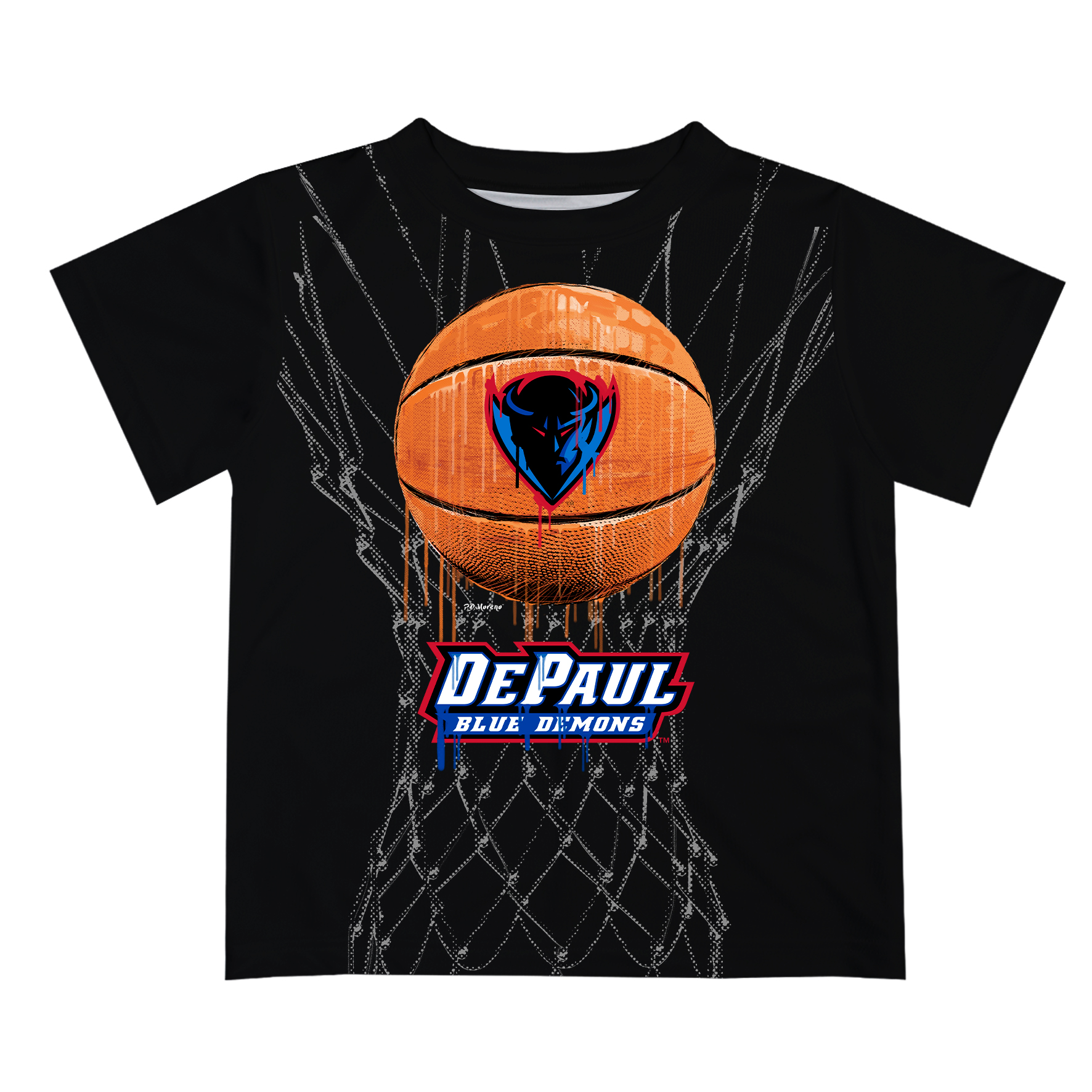 Youth Black DePaul Blue Demons Team Logo Dripping Basketball T-Shirt - Image 6