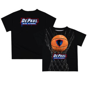 Youth Black DePaul Blue Demons Team Logo Dripping Basketball T-Shirt