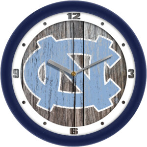 North Carolina Tar Heels 11.5'' Suntime Premium Glass Face Weathered Wood Wall Clock