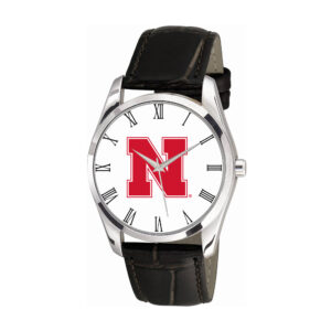 Women's Nebraska Huskers Berkeley Black Leather Watch