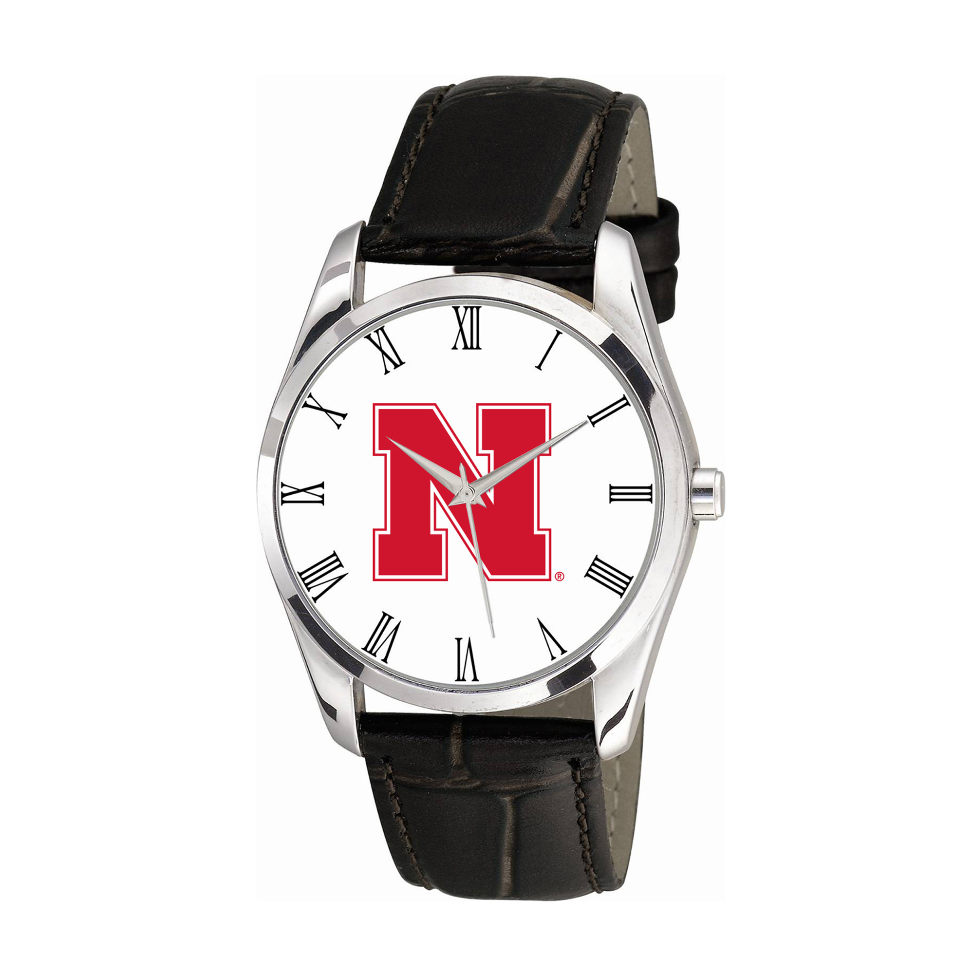 Women's Nebraska Huskers Berkeley Black Leather Watch