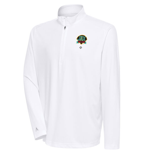 Men's Antigua White Jacksonville Red Caps Tribute Quarter-Zip Pullover Top