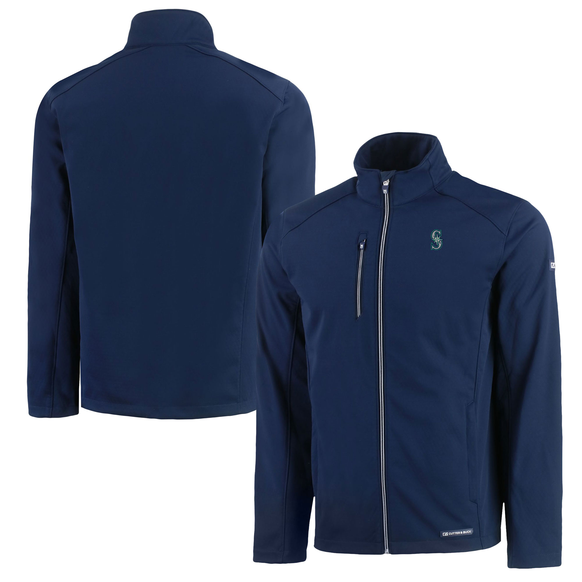 Men's Cutter & Buck Navy Seattle Mariners Evoke Eco Softshell Recycled Full-Zip Jacket - Image 5