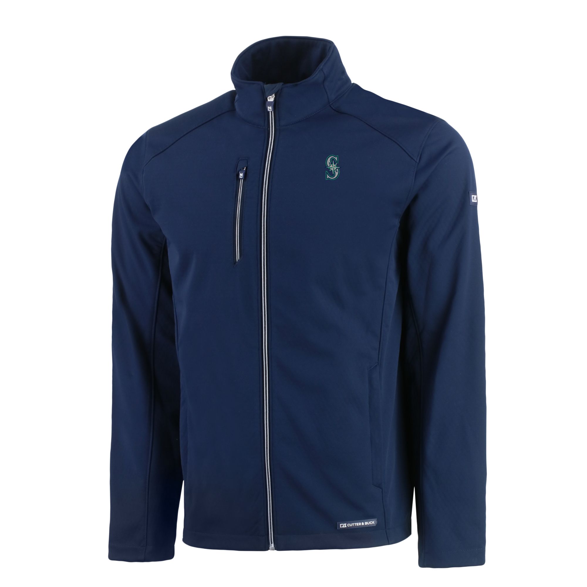 Men's Cutter & Buck Navy Seattle Mariners Evoke Eco Softshell Recycled Full-Zip Jacket - Image 6