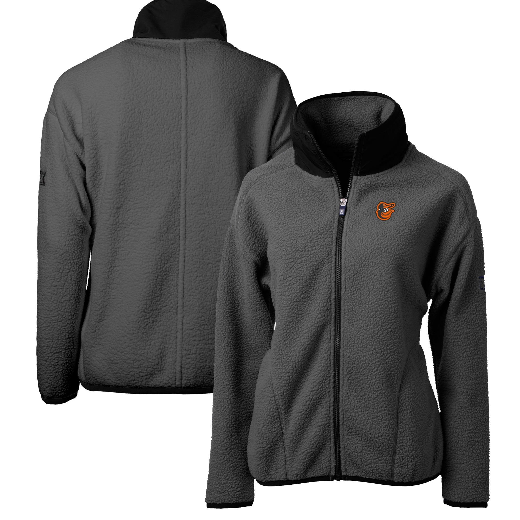 Women's Cutter & Buck Gray Baltimore Orioles Roam Cascade Eco Sherpa Full-Zip Fleece Jacket