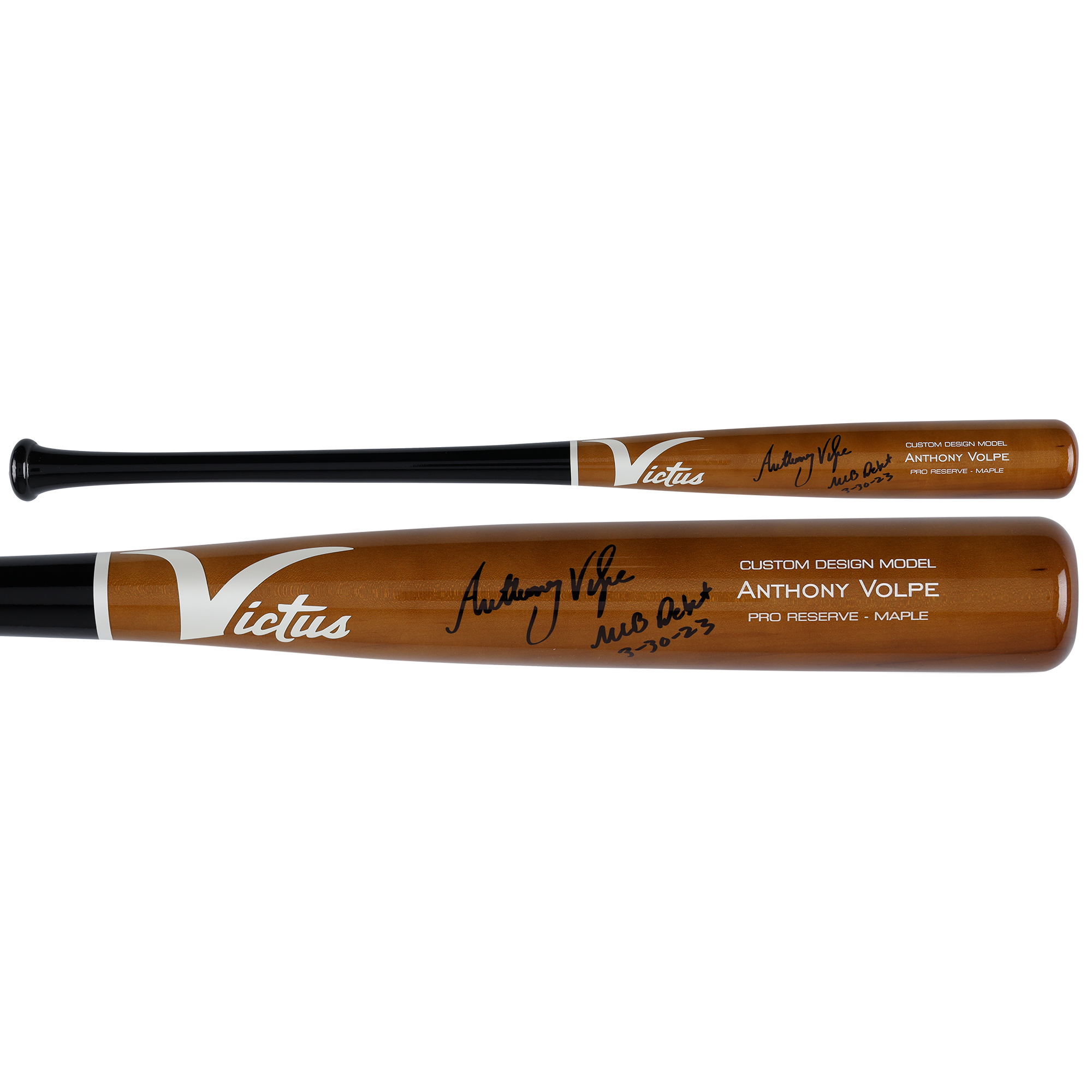 Anthony Volpe New York Yankees Autographed Victus Game Model Bat with "MLB Debut 3-30-23" Inscription - Image 2