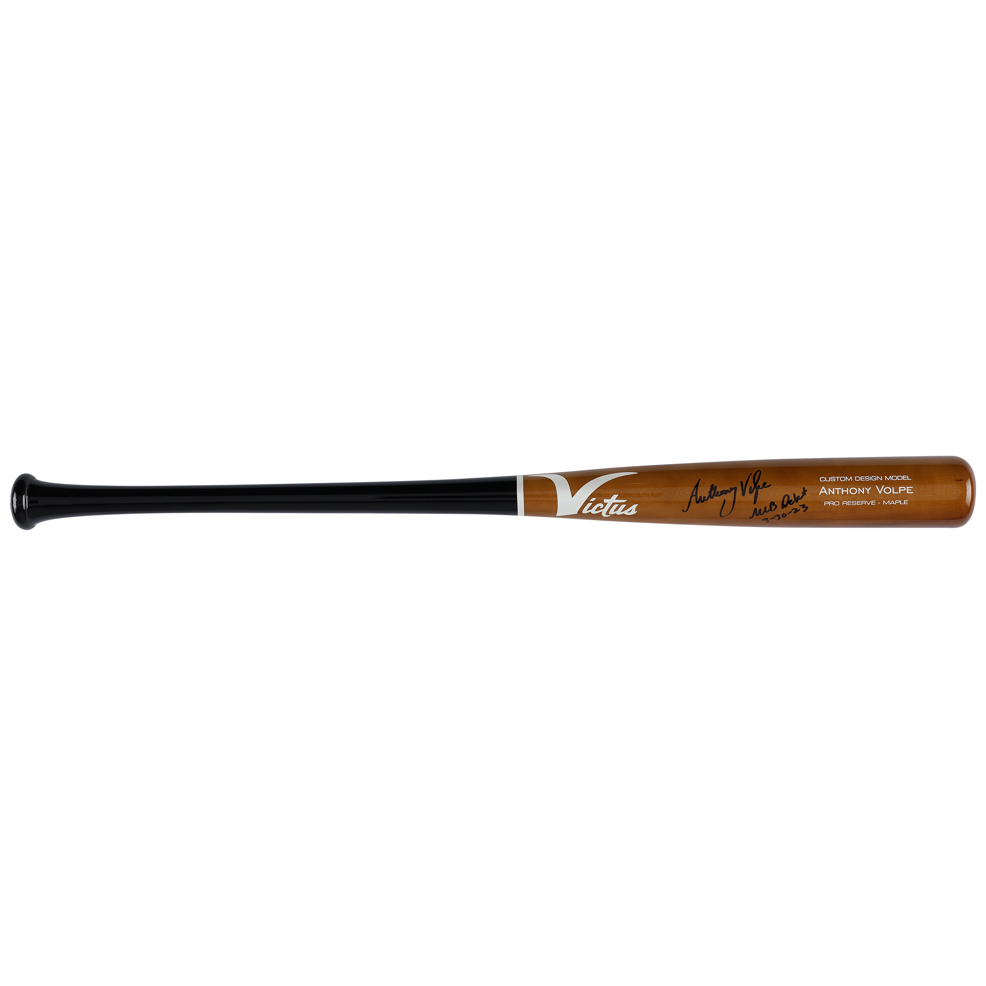 Anthony Volpe New York Yankees Autographed Victus Game Model Bat with "MLB Debut 3-30-23" Inscription - Image 7