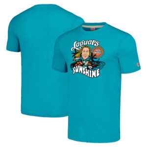 Men's Homage Trevor Lawrence Heathered Teal Jacksonville Jaguars Caricature Player Tri-Blend T-Shirt