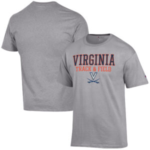 Men's Champion  Gray Virginia Cavaliers Track & Field Stack T-Shirt