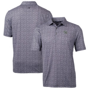 Men's Cutter & Buck  Black Las Vegas Raiders Pike Magnolia Print Stretch Polo