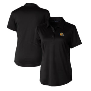 Women's Cutter & Buck  Black Green Bay Packers Helmet Logo DryTec Prospect Textured Stretch Polo