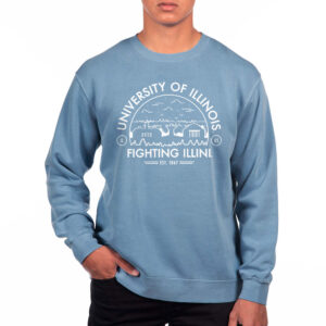 Men's Uscape Apparel  Light Blue Illinois Fighting Illini Pigment Dyed Fleece Sweatshirt