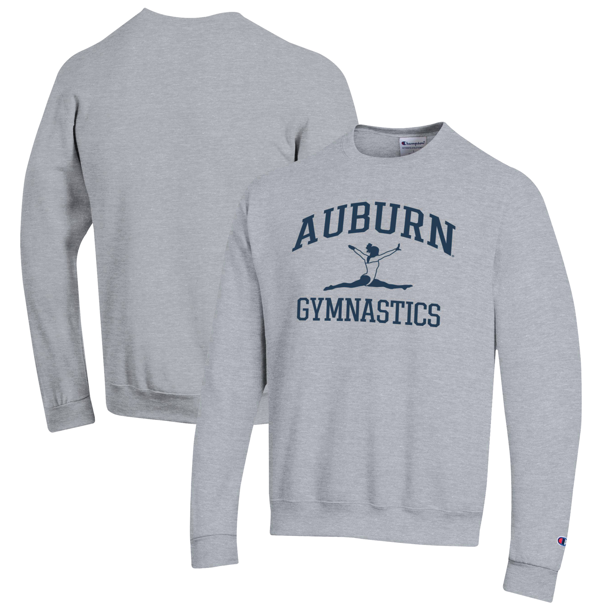 Men's Champion Gray Auburn Tigers Gymnastics Icon Powerblend Pullover Sweatshirt