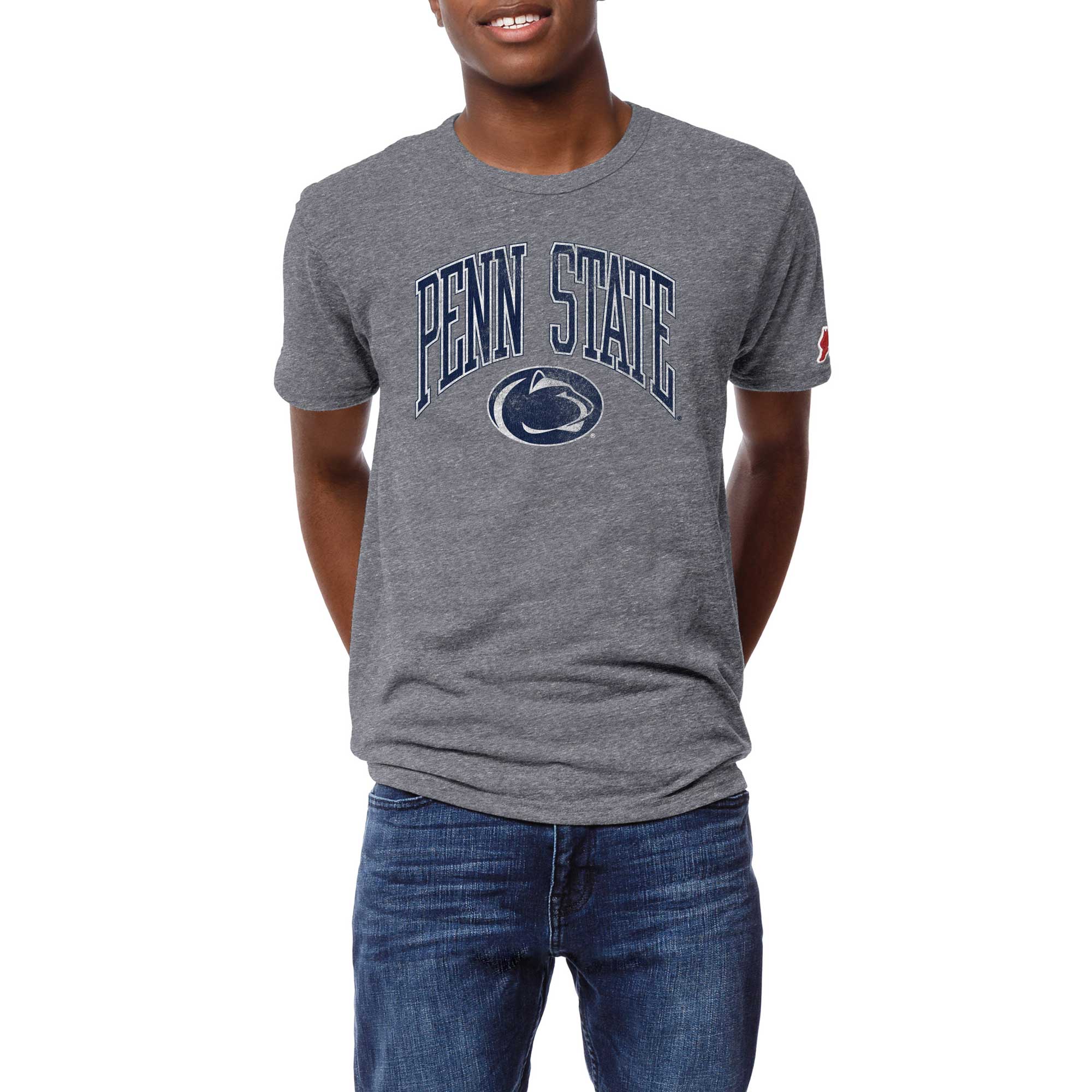 Men's League Collegiate Wear Heather Gray Penn State Nittany Lions Tall Arch Victory Falls Tri-Blend T-Shirt - Image 10