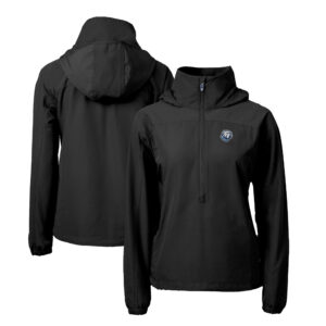 Women's Cutter & Buck  Black Citadel Bulldogs Charter Eco Recycled Half-Zip Anorak Jacket
