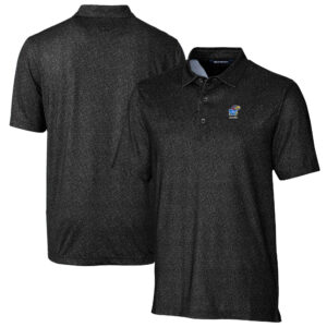 Men's Cutter & Buck  Black Kansas Jayhawks Alumni Logo Pike Micro Floral Print Stretch Polo