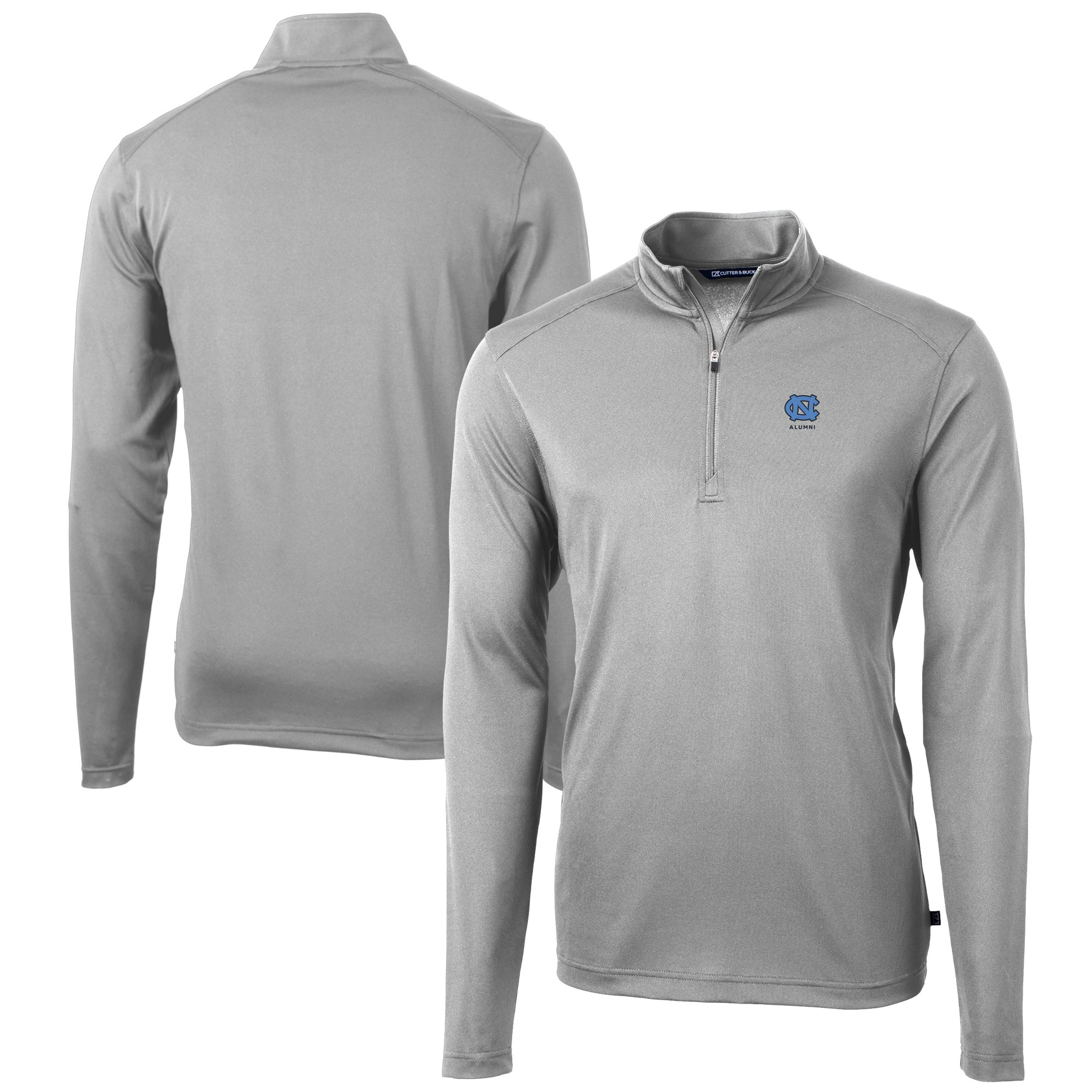 Men's Cutter & Buck Gray North Carolina Tar Heels Alumni Logo Virtue Eco Pique Recycled Quarter-Zip Pullover Top - Image 7