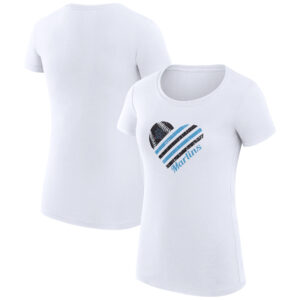 Women's G-III 4Her by Carl Banks  White Miami Marlins Heart Graphic Fitted T-Shirt