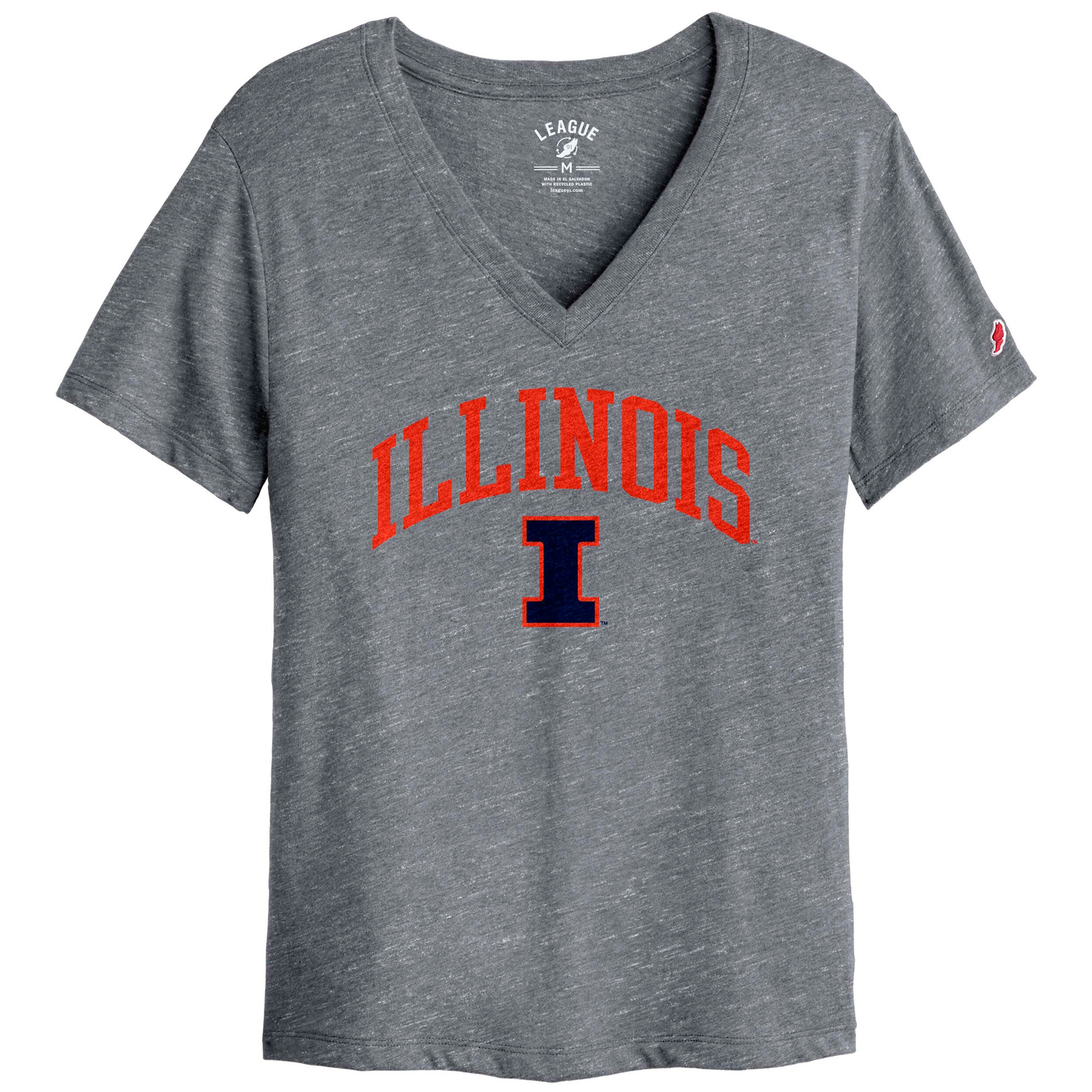 Women's League Collegiate Wear Heather Gray Illinois Fighting Illini Intramural Boyfriend Tri-Blend V-Neck T-Shirt