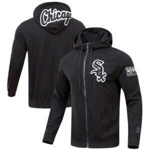 Men's Pro Standard Black Chicago White Sox Classic Chenille Double Knit Full-Zip Hoodie
