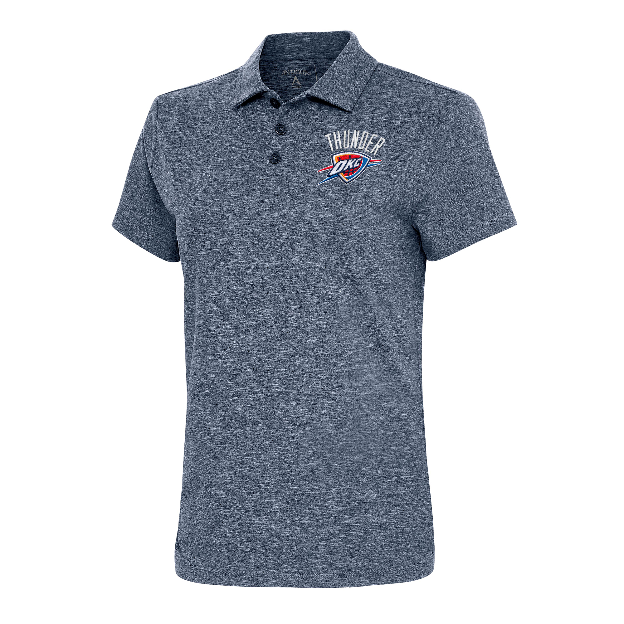 Women's Antigua Heather Navy Oklahoma City Thunder Motivated Polo