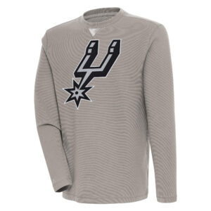Men's Antigua  Oatmeal San Antonio Spurs Flier Bunker Pullover Sweatshirt