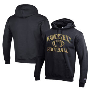 Men's Champion  Black Vanderbilt Commodores Football Eco Powerblend Pullover Hoodie