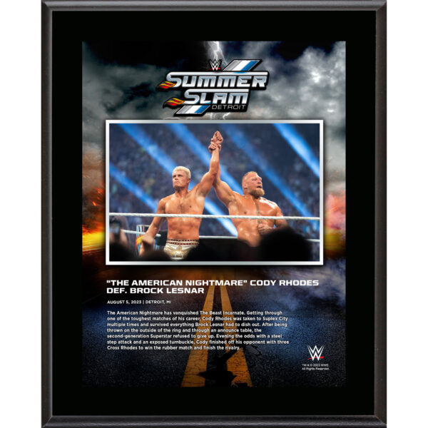Cody Rhodes WWE 10.5" x 13" 2023 SummerSlam Sublimated Plaque