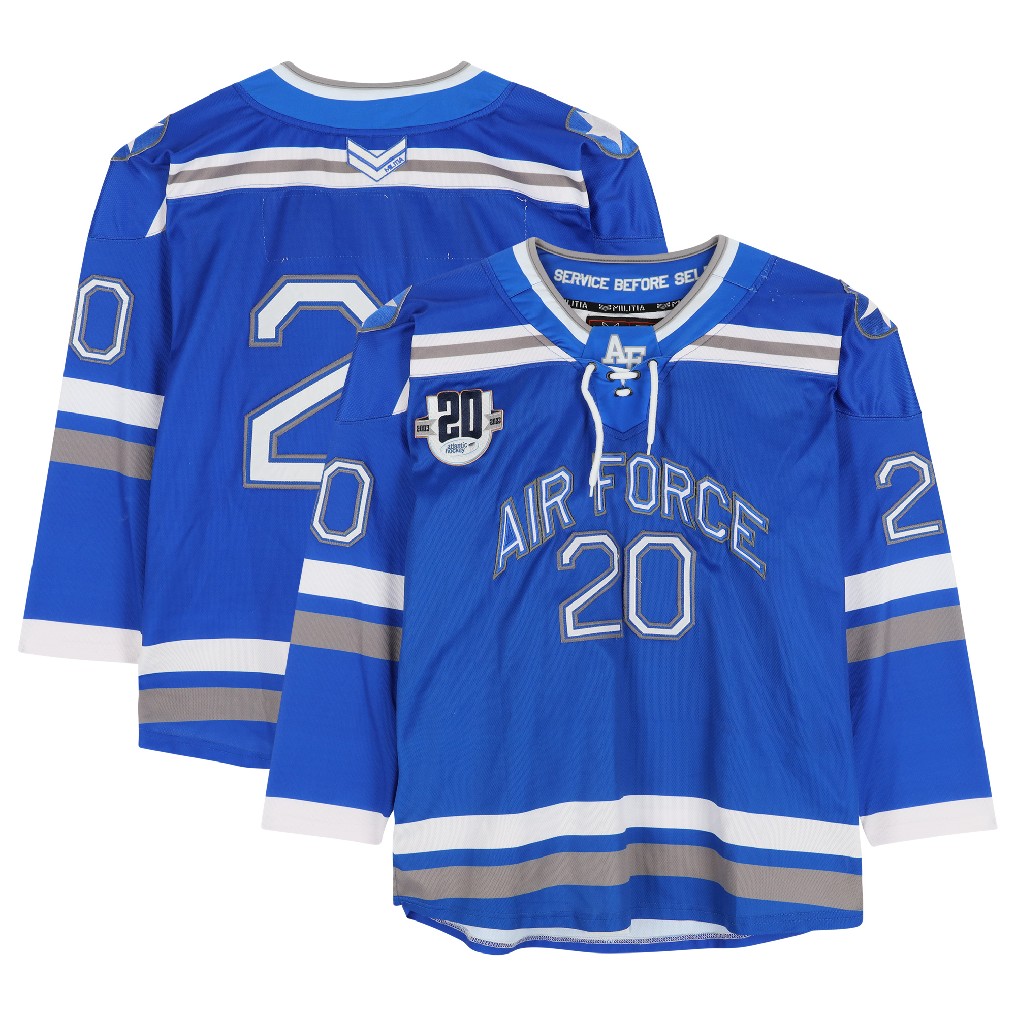 Air Force Falcons Team-Issued #20 Blue Jersey with 20th Anniversary Patch from the Hockey Program