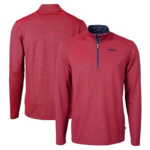 Men's Cutter & Buck Red/Navy San Francisco 49ers Virtue Eco Pique Micro Stripe Recycled Quarter-Zip Pullover Top
