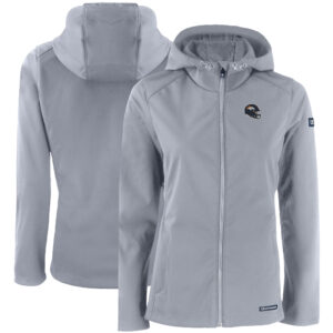 Women's Cutter & Buck Gray Denver Broncos Evoke Eco Softshell Recycled Full-Zip Hooded Jacket