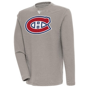 Men's Antigua  Oatmeal Montreal Canadiens Flier Bunker Tri-Blend Pullover Sweatshirt