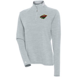 Women's Antigua  Heather Gray Minnesota Wild Milo Quarter-Zip Pullover Top