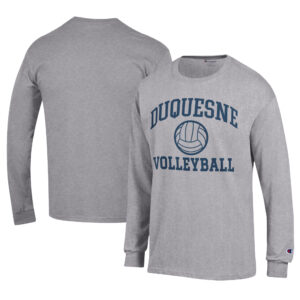 Men's Champion  Gray Duquesne Dukes Stacked Logo Volleyball Jersey Long Sleeve T-Shirt