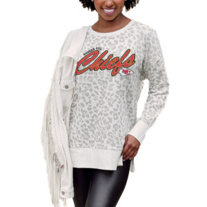 Women's Gameday Couture  White Kansas City Chiefs  French Terry Feeling Wild Side-Slit Sweatshirt