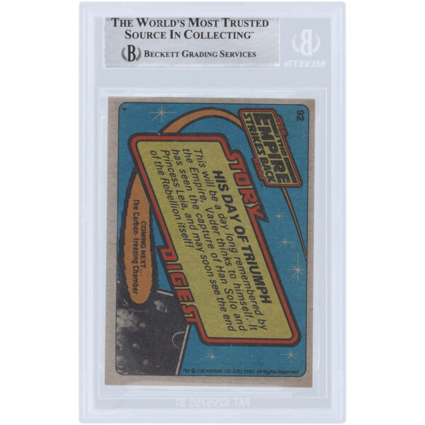 David Prowse Star Wars Autographed 1980 Topps The Empire Strikes Back Darth Vader #92 BAS Authenticated Card - Image 5