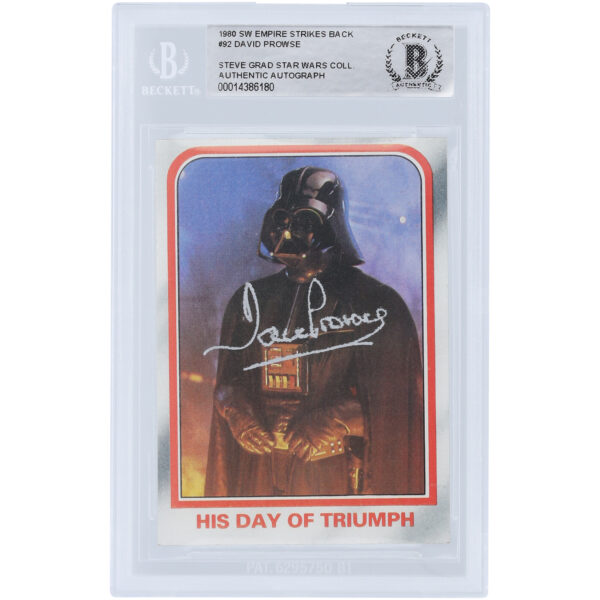 David Prowse Star Wars Autographed 1980 Topps The Empire Strikes Back Darth Vader #92 BAS Authenticated Card