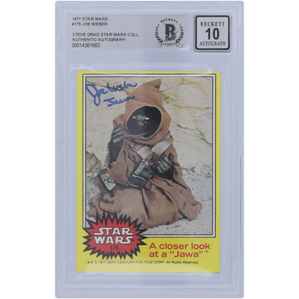 Joe Weber Autographed 1977 Topps Star Wars #175 BAS Authenticated 10 Card with "Jawa" Inscription