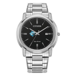 Men's Citizen Watch  Silver Hawaii Pacific Sharks Eco-Drive Black Dial Stainless Steel Watch