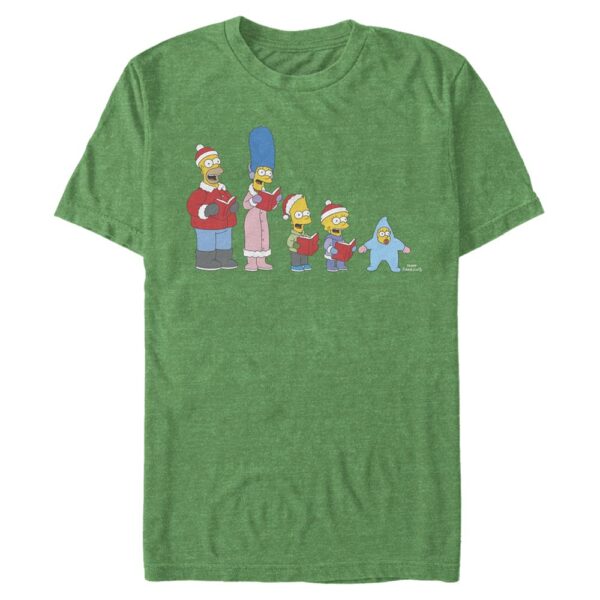 Men's Mad Engine  Heather Kelly Green The Simpsons Caroling Graphic T-Shirt