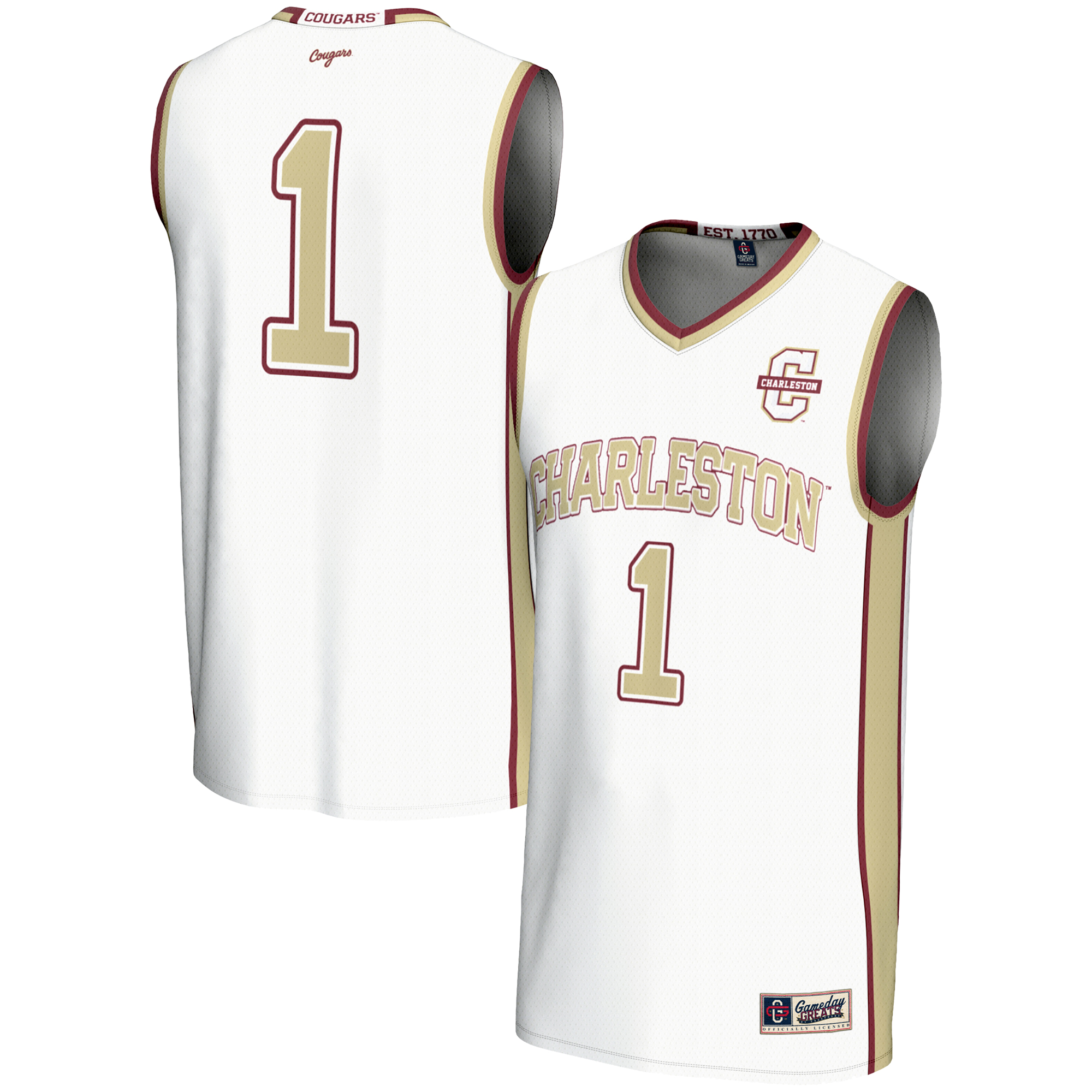 Unisex GameDay Greats White Charleston Cougars #1 Basketball Jersey - Image 5