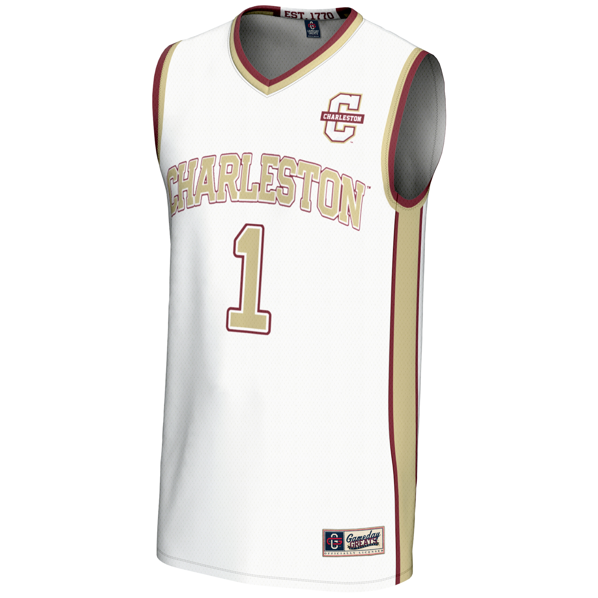Unisex GameDay Greats White Charleston Cougars #1 Basketball Jersey - Image 6
