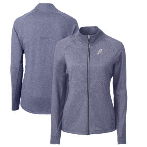 Women's Cutter & Buck Heather Navy Reno Aces Adapt Eco Knit Heather Recycled Full-Zip Jacket