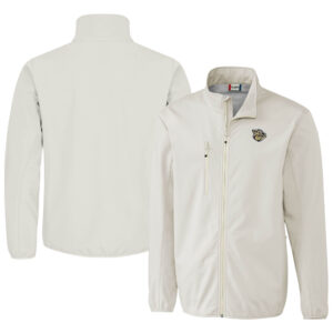 Men's Cutter & Buck Gray Lehigh Valley IronPigs Clique Trail Eco Stretch Softshell Full-Zip Jacket