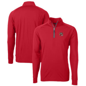 Men's Cutter & Buck  Red Portland Sea Dogs Adapt Eco Knit Stretch Recycled Quarter-Zip Pullover