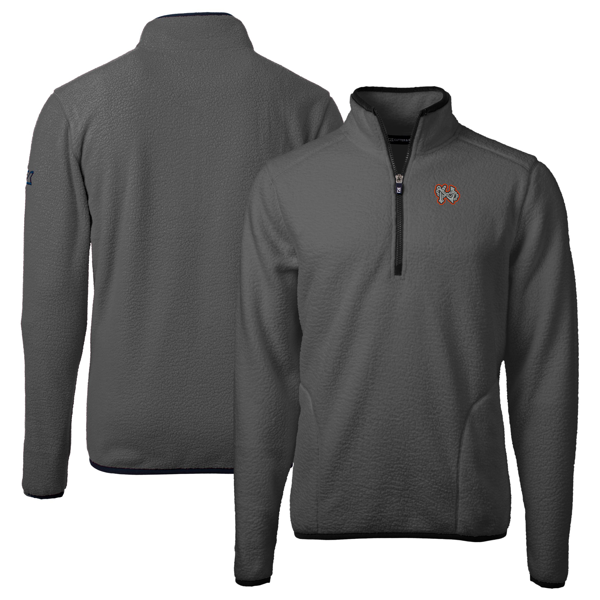 Men's Cutter & Buck Gray Norfolk Tides Cascade Eco Sherpa Fleece Quarter-Zip Jacket