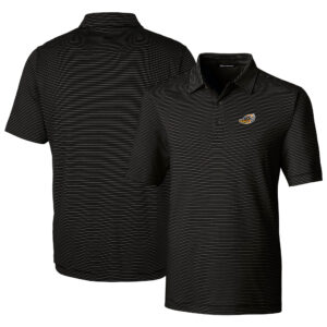 Men's Cutter & Buck  Black Akron RubberDucks Forge Pencil Stripe Stretch DryTec Polo